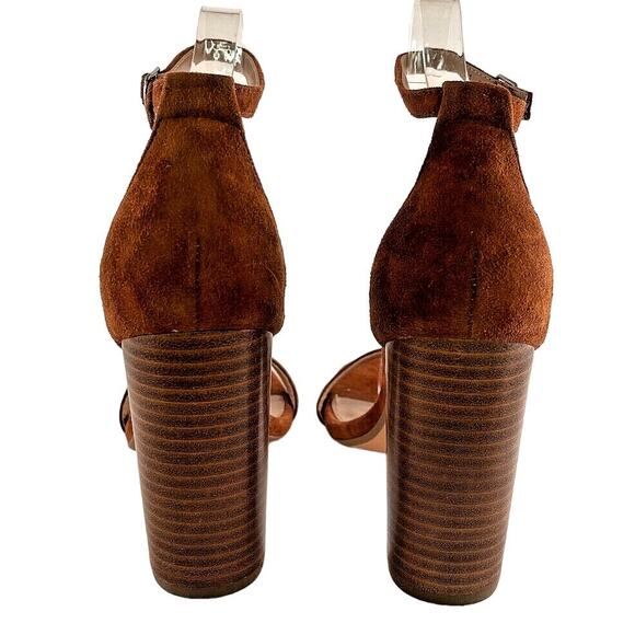 Women's Steve Madden Carrson Chestnut Brown Suede Ankle-Strap Block Heels Sz 9.5 - Picture 4 of 7